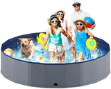 Niubya Portable Dog Pool, Foldable Pet Swimming Pool, Anti-Slip Collapsible Pet Bathtub, Hard Plastic Bath Pool for Pets Dogs and Cats, 80 x 16 Inches