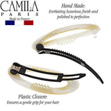 Camila Paris CP1994/2 French Hair Barrette Clip for Women, Handmade, Side Slide-in Metal-Free Closure Strong Hold Grip Hair Clips for Girls, No Slip Durable Styling Hair Accessories, Made in France