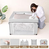 EHEYCIGA 42x42x26 Inches Puppy Playpen for Dogs & Cats Indoor or Outdoor - Foldable Dog Play Pen with Door, Dog Fence for Small Pets with Heavy-Duty Oxford & Steel Frame, with Cover