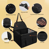 PetsHome Dog Car Seat Foldable Dog Car Booster Seat Waterproof Breathable Oxford Travel Bag for Small to Medium Dogs, Puppies, and Pets-Pure Black-Upgrade