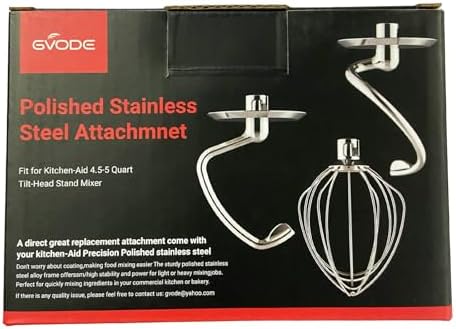 GVODE Stainless Steel Spiral Dough Hook for KitchenAid Stand Mixer, Bread Hook Attachment Fits 4.5-5 QT Mixing Bowl for Tilt-Head Stand Mixers, For KitchenAid Stand Mixer Accessories, Dishwasher Safe