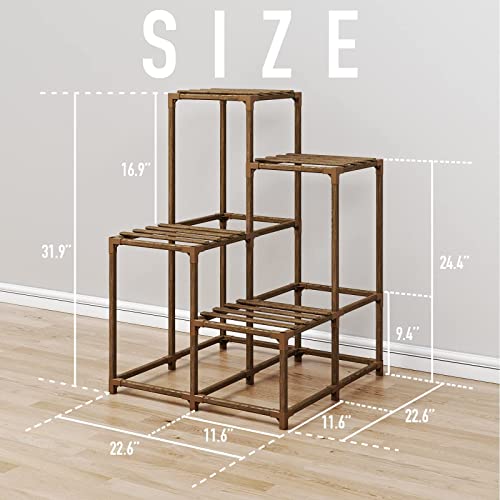 Bamworld 4-Tier Indoor Outdoor Plant Stand Holder for Patio Balcony Garden