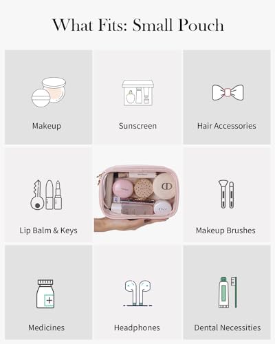 Pocmimut Makeup Bag,Small Makeup Bag Clear Travel Makeup Bag Car Accessories Storage for Women,Travel Essentials Organizers,Pink