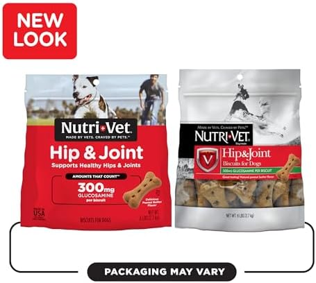 Nutri-Vet Hip & Joint Biscuits for Dogs - Tasty Dog Glucosamine Treat & Dog Joint Supplement - Large Sized Biscuit with 300mg Glucosamine - 6 lb