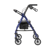 Medline Rollator Walker with Seat, Steel Rolling Walker with 6-inch Wheels Supports up to 350 lbs, Medical Walker, Blue