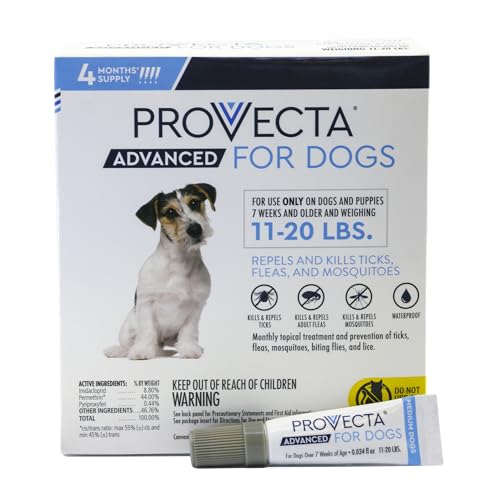 Provecta® Advanced for Medium Dogs (11–20 lbs) Flea and Tick Topical Treatment, 4-Month Supply