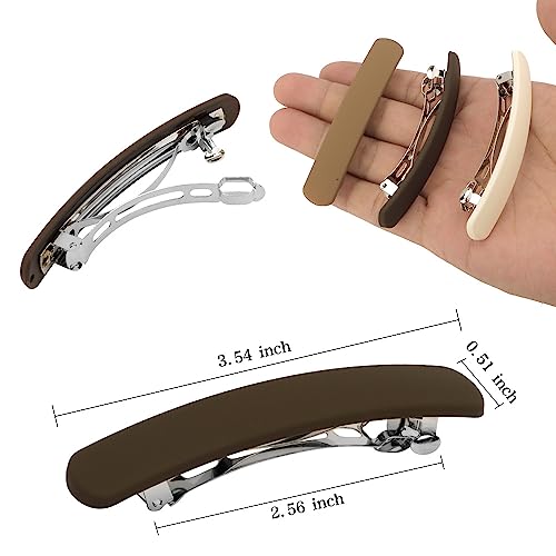 Hair Clips Barrettes for Women: 3 Pcs Matte Flat French Barrette Clips for Thin Fine Short Medium Hair - Neutral Hair Pins, Cute Hair Accessories