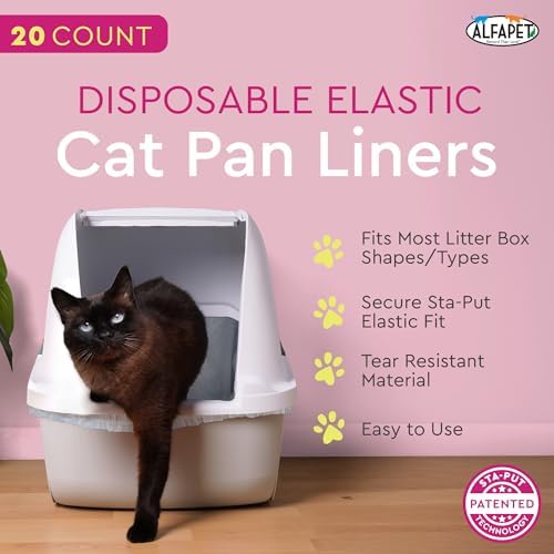 Alfapet Elastic Cat Litter Box Liners - Extra Giant 10 Count - Tear-Resistant Cat Litter Bags - Waterproof Kitty Litter Liners - Fits Litter box Pan Sizes XL, Giant, X-Giant, 37" x 18", 20 lb Capacity