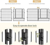 Dog Playpen,32/40/45 Inch Height in Heavy Duty, Folding Indoor Outdoor Anti-Rust Dog Exercise Fence, Portable Pet Playpen with Door for Large Medium Small Dogs and Pet (40 Panels, 45 Inch) Silver