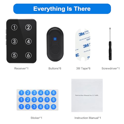 Wireless Caregiver Pager Call Button Nurse Call System 500Ft Range with LED Number Display for Elderly/Patient/Disabled at Home/Hospital/Clinic(6 Waterproof Call Button & 1 Receiver)