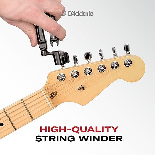 D'Addario Accessories Pro-Winder - The Original Guitar String Winder, Guitar String Cutter, Guitar Bridge Pin Puller - All in One Guitar Tool for Restringing - White