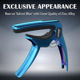 Exclusive Gradient 'Blue-Plated' Heavy-Duty Guitar Capo for Acoustic/Electric Guitar with 4 Picks, Guitar Clip/Guitar Clamp/Guitar Accessories for Classical Guitar, Ukulele, Mandolin and Banjo
