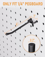 INCLY 60 Pack 4 Inch Black Pegboard Hooks, 1/4" Heavy Duty Peg Board Shelving Hooks Accessories, Peg Board Tool Hangers Only Fit 1/4" Pegboard Hanging Tools Garage, Craft Organizing, Kitchen, Store