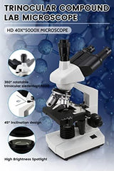 40X-5000X Microscopes trinocular for Kids Students Adults, with Microscope Prepared Slides 30p, Microscope Accessories, Compound trinocular Microscope,Microscopes for School Laboratory
