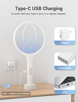 YISSVIC Electric Fly Swatter 4000V Bug Zapper Racket Dual Modes Mosquito Killer with Purple Mosquito Light Rechargeable for Indoor Home Office Backyard Patio Camping (White 2 Pack)