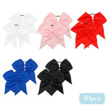 Pink Cheer Bows, White Cheer Bow, Red Cheer Bow, Black Cheer Bow, Blue Cheer bow, Cheerleading Bows, Cheer Bows for Cheerleaders, 10 Pcs 8 Inch Bow Hair Accessories, Cheerleader Bow