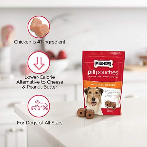 Milk-Bone Pill Pouches with Real Chicken Dog Treats, 6 Ounce Bag (Pack of 5)