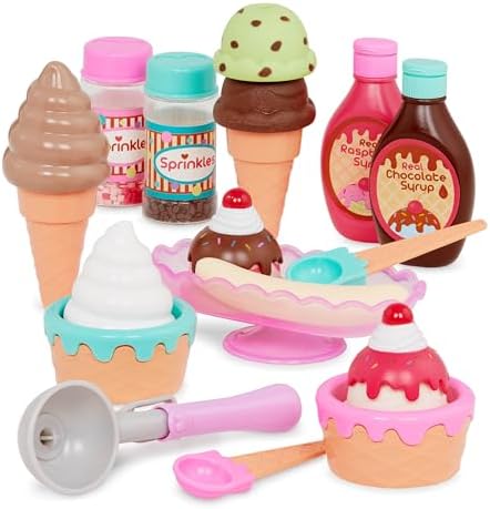 Battat- Play Circle- Toy Food – Ice Cream Set – Kitchen Accessories For Kids- Pretend Play- Sweet Treats Ice Cream Parlour- 3 years + (21 Pcs)