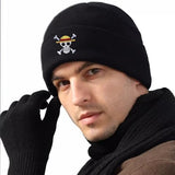 Zaky Anime One P. Beanie Hats Skull Skeleton Knit Hat Luffy Costume Cosplay Necklace with Cartoon Character Stickers 12 pcs