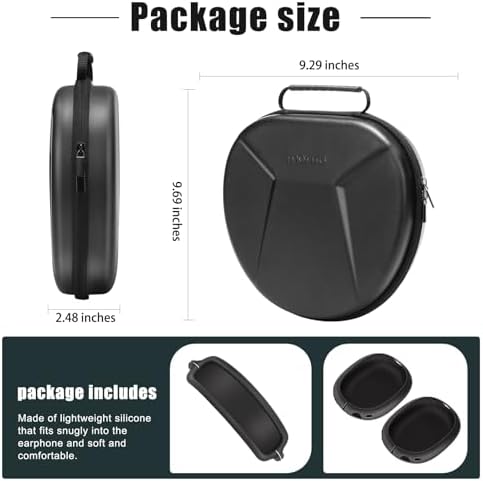 MOSISO Smart Hard Case Compatible with AirPods Max Supports Sleep Mode, Organizer Portable Travel Cover Storage Bag with Silicone Earpad & Headband Cover Anti-Scratch Accessories, Black