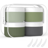 ME.FAN Travel Containers for Toiletries, TSA Approved 1.5 oz Silicone Cream Jars, Leak-proof Travel Size Containers, Travel Accessories with Lid for Cosmetic Face Hand 4 Pack White Lid - Desert Sage