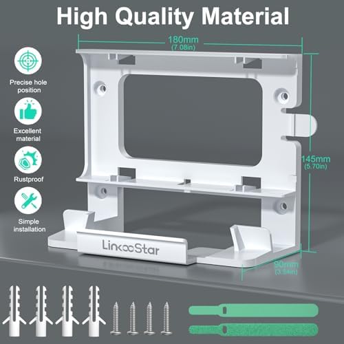 Linkoostar Starlink Gen 3 Mount, All in One Starlink Router Mount for Starlink V3 Wall Mount/Desk Mount for Starlink Standard V3 Mesh Router& Gen 3 Power Supply Mounting Kit Starlink Accessories-LM-3C