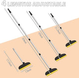2 in 1 TPU and Copper Rake Teeth Carpet Rake for Pet Hair Removal, 60inch Adjustable Long Handle Pet Hair Remover, Reusable Cat Dog Hair Rake Broom, Lint Remover Scraper for Carpet,Rugs,Bed,Couch