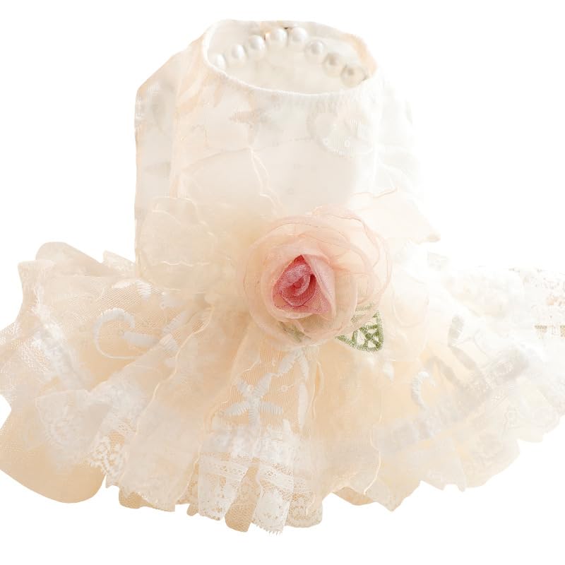 AZA Dog Wedding Dresses Retro for Small Dogs Skirt Lolita Puppy Clothes Rose Flowers Princess Costume Pet Girl Cat Cute Coat Outfits Summer Costumes (S,Rose)