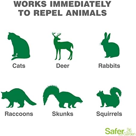 Safer Brand Garden SG3145 Animal Repellent Ready-to-Use Spray – Dual-Action Formula Repels Birds, Cats, Deer, Dogs, Groundhogs, Rabbits, Raccoons, Skunks & Squirrels – Protects up to 375 Sq Ft