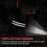 Joytale Personalized Dog Collars, Reflective Nylon Collar with Engraved Name Plate, Customized for Large Dogs, Purple, L