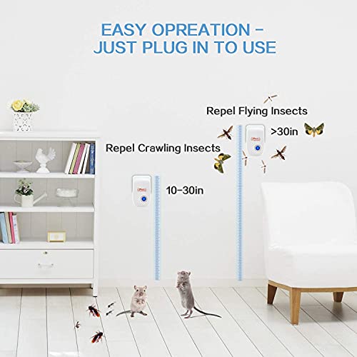 Ultrasonic Pest Repeller for Indoor Fleas, Insects, Rats - Non-Toxic, Safe for Humans, Pets - For Home, Office, Hotel