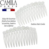 Camila Paris CP2900/2 French Hair Side Comb Small Rounded, White French Twist Hair Combs Decorative, Strong Hold Hair Clips for Women Bun Chignon Up-Do Styling Girls Hair Accessories, Made in France