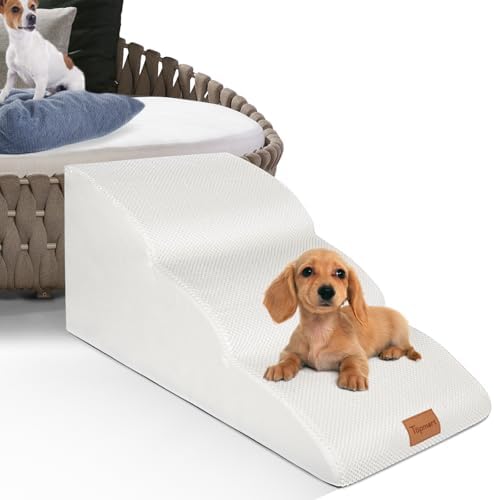 Topmart High Density Extended Foam Dog Ramp&Steps 3 Tiers,15.7" High,Non-Slip Dog Stairs with Waterproof Cover,Soft Foam Dog Ladder,Best for Dogs Injured,Older Cats,Pets with Joint Pain
