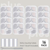 16-Pack Cat Water Fountain Filter Compatible With Catit Pixi Water Fountain Filter Replacement Triple Action Water Filter, 4 Pump Tubes 1 Hard Brush