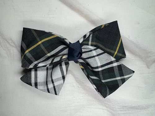 Plaid Hair Bow with Tail/Back to School Uniform Plaid Fabric/First day of School/Plaid Accessories/Alligator Clip/School Uniform Plaid (Plaid 45)