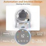 Self Cleaning Litter Box - 105L Automatic Litter Box for Multiple Cats, 1 Roll Trash Bags and Mat Included, App Control, Little-White