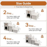 Dog Stairs with Condo 18" H, 3-Step Wider Dog Steps for High Beds Couch, Folding Storage Pet Stairs Gift for Small/Medium/Large Old Dogs Cats, Ramp for Climbing Car Up to 200 lbs, Beige Gray