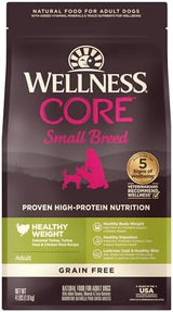 Wellness CORE Natural Grain Free Dry Dog Food, Small Breed Healthy Weight, 4-Pound Bag