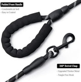 2 Pack Dog Leash, 4/5//6 FT Heavy Duty Nylon Rope Pet Leashes with Comfortable Padded Handle, Reflective Dog Leashes for Small Medium and Large Dogs (6FT-1/2,Black/Black)