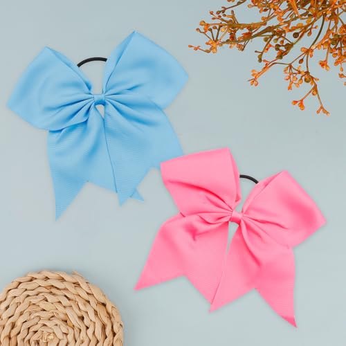 Cheer Bows, Pink Cheer Bows, Blue Cheer Bow, Cheerleading Bows, Cheer Bows for Cheerleaders, 4 Pcs 8 Inch Bow Hair Accessories, Cheerleader Bow, Cheerleader Gifts for Women