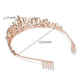 Rose Gold Crown for Women Crystal Princess Tiaras Rhinestone Queen Crowns Wedding Bridal Hair Accessories Birthday Prom Pageant Party Coming of Age Ceremony Photo Props (Rose Gold1)