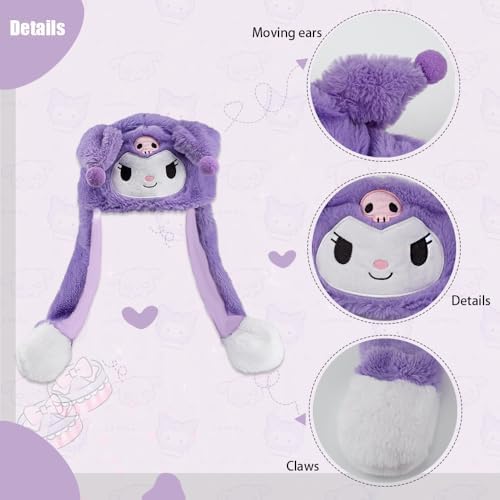Plush Ear Moving Jumping Hat, Cute Cartoon Anime Beanie Bunny Animal Hat Cap for Women Girls