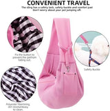 Dog Carrier Sling - Reversible Puppy Carrier Purse with Storage Pocket, Hand-Free Dog Sling Carrier for Carry Small Dogs and Cats, Travel Safety Harness, Dog and Cat Harness (Pink)