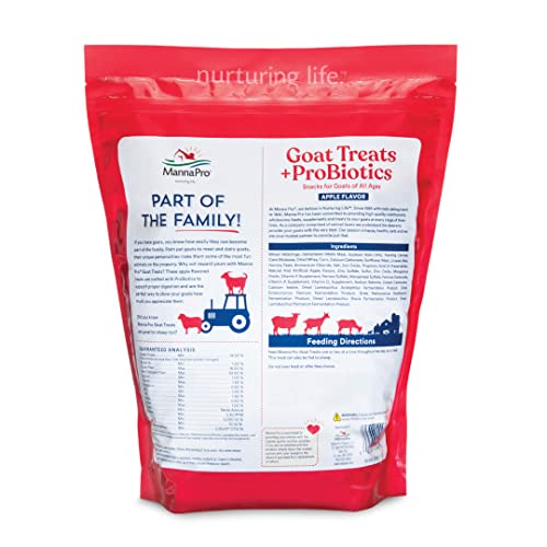 Manna Pro Apple Probiotic Goat Treat, Daily Goat Treats, Treat for Goats and Sheep, Easy to Feed, Enriched with Vitamins, Minerals and Essential Probiotics, Pack of 6, 30lbs