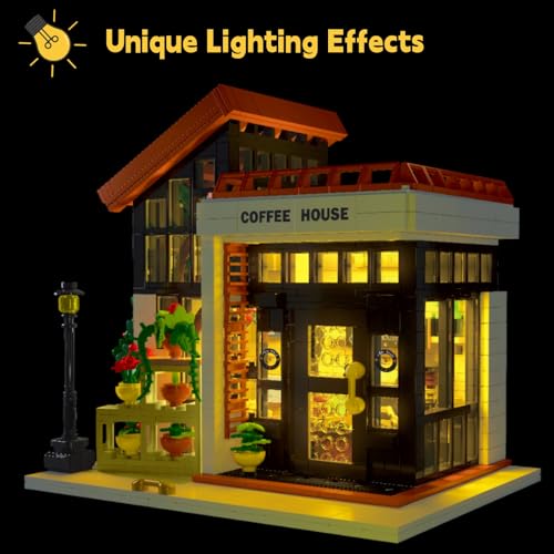 STEM City Street Building Blocks，Coffee House Building Kit with LED Lights, 1512 PCS, Girls Building Blocks Toy 8-12 Christmas Birthday Gift for Kids Boys Girls Age 6-12 Years