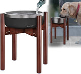 Dog Water Bowl Stand [14-in high] - Adjustable Holder for Water Fountain Dish and Feeder Bowls - Ideal for Large Breeds with 21-inch Wither Heights or Taller - Dark Wood Stand Only