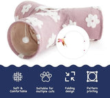 Tempcore Flannel Pet Cat Tunnel Tube Cat Toys 3 Way Collapsible, Cat Tunnels for Indoor Cats，Kitty Tunnel Bored Cat Pet Toys Peek Hole Toy Ball Cat, Puppy, Kitty, Kitten, Rabbit Daisy Burlwood