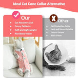 2 PCS Cat Recovery Suit for Spay Abdominal Wounds Cat Onesie for Cats After Surgery Recovery Suit Female Breathable E-Collar Alternative Kitten Onesie Anti Licking (Medium)