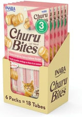 INABA Churu Bites for Cats, Soft Baked Chicken Churu Filled Cat Treats with Green Tea Extract, 0.35 Ounces Each Tube, 18 Tubes Total (3 per Pack), Tuna with Salmon Recipe