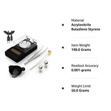MAXUS Digital Milligram Scale 50g/0.001g, Compact Mg Scale with 20g Calibration Weight and Accessories, Black Powder Scale for Reloading